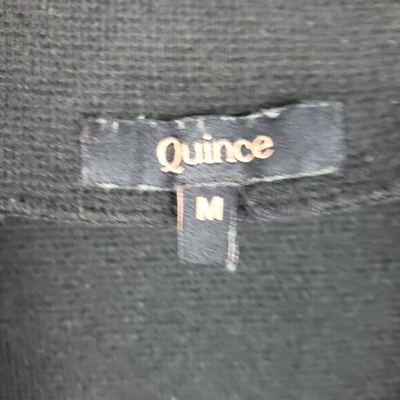 Quince Organic Cotton Knit Blazer Black Open Front Pockets Womens Size Medium - Picture 4 of 8